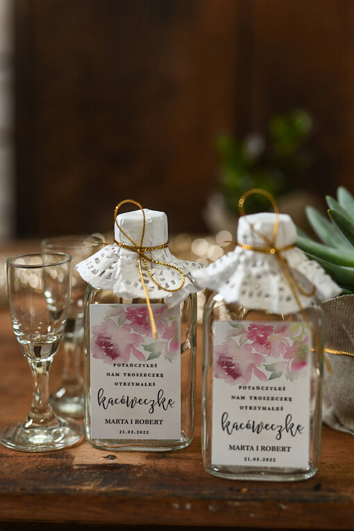  Butelki pomysłowe podziękowania dla gości, kacóweczki do własnego wypełnienia