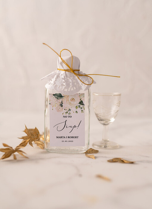  Butelki podziękowania dla gości weselnych za przybycie, buteleczki 100 ml na wesele