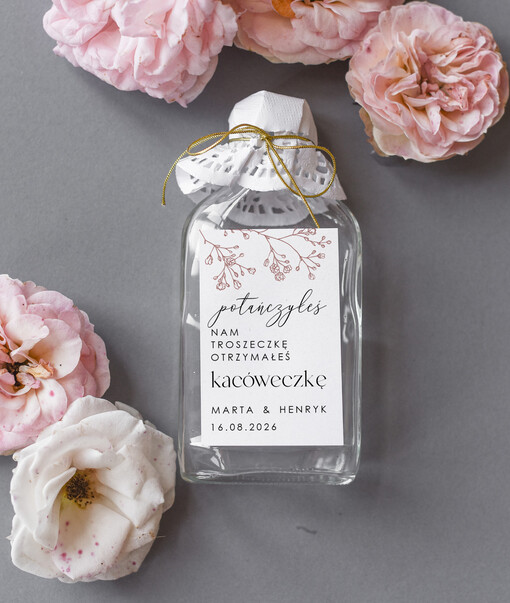  Butelki   prezent dla gości na weselu podziękowania dla gości weselnych, buteleczki 100 ml prezent dla gości na weselu, prezenty dla gości weselnych, kacówka, butelka na własny trunek na prezent dla gości