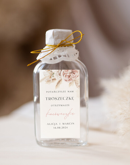  Butelki upominki podziękowania dla gości za przybycie, piersióweczki do własnego wypełnienia, butelki na własny trunek, podziękowania dla gości 