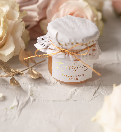  Miody i słoiczki Nutella prezenciki dla gości weselnych  mini sloiczki z miodkiem    