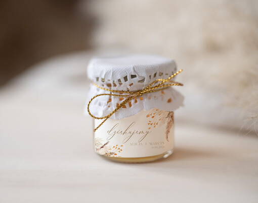  Miody i słoiczki Nutella mini słoiczki prezenty dla gości weselnych, podziękowanie dla gości weselnych, miodki na podziękowania dla gości, prezenty dla gości weselnych słoiczek z miodem