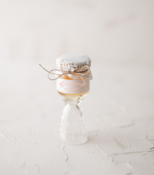  Miody i słoiczki Nutella prezent dla gości weselnych słoiczki z miodem, małe słoiczki na podziękowania dla gości 