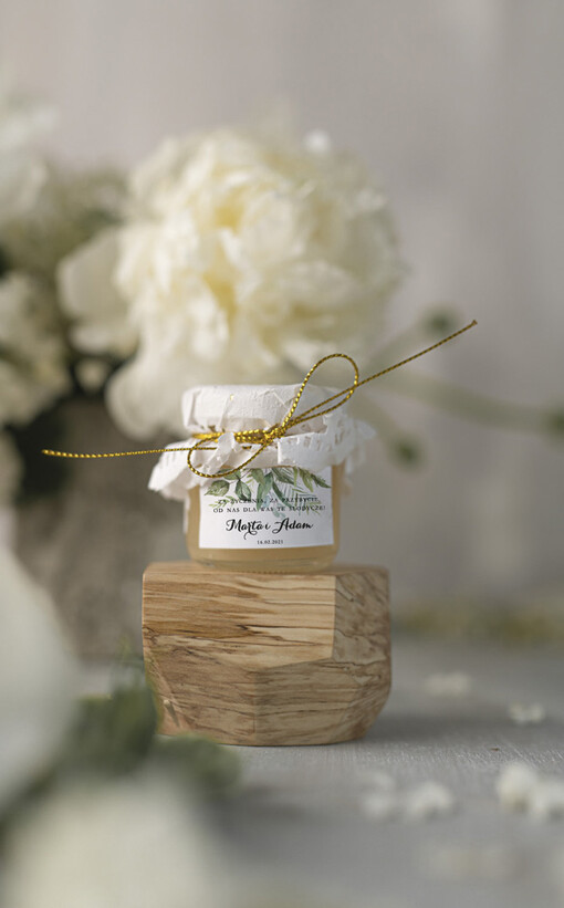  Miody i słoiczki Nutella podziękowanie dla gości weselnych  miodziki male słodki prezent  