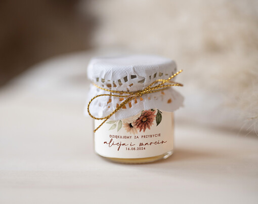  Miody i słoiczki Nutella fajne pomysły na prezenty dla gości weselnych, podziękowanie dla gości weselnych, miodki na podziękowania dla gości, prezenty dla gości weselnych, słoiczek z miodem