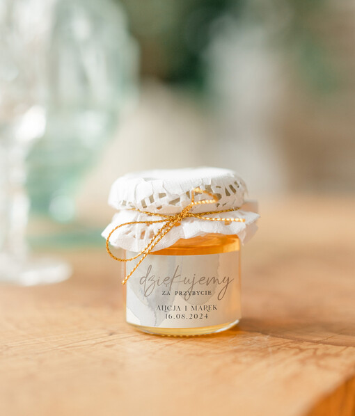  Miody i słoiczki Nutella mini słoiczki prezenty dla gości weselnych, podziękowanie dla gości weselnych, miodki na podziękowania dla gości prezenty dla gości weselnych słoiczek z miodem