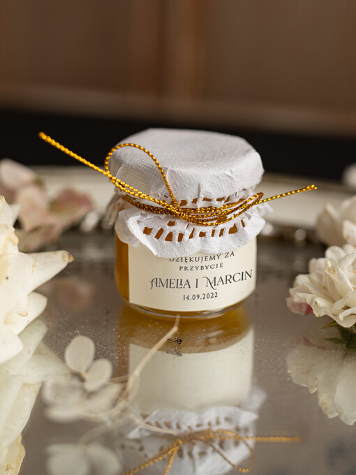  Miody i słoiczki Nutella podziekowania dla gosci weselnych miodziki, male słoiczki na prezenty dla gości weselnych 