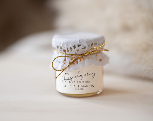  Miody i słoiczki Nutella słodkie prezenty dla gości weselnych, miody prezenty dla gości weselnych, mini miodek na wesele, podziękowania dla gości na weselu