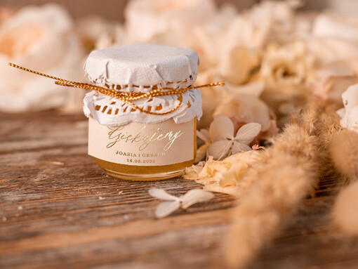  Miody i słoiczki Nutella prezenciki dla gości weselnych, słoiczek miodu prezenty dla gości weselnych 