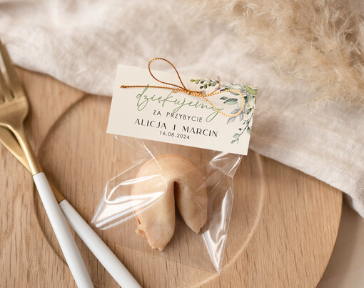  Ciasteczka z wróżbą podziękowania dla gości weselnych, ciasteczka z dedykacja i wrozba, prezenciki dla gosci weselnych 