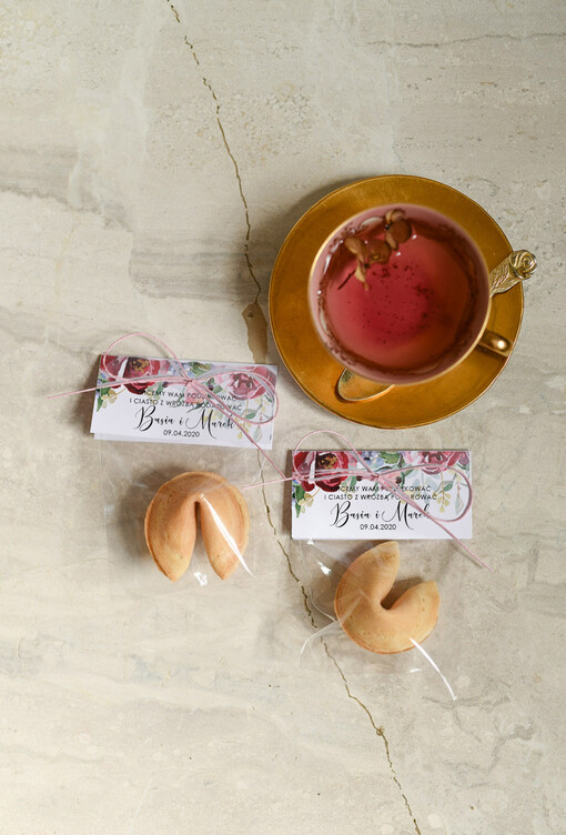  Ciasteczka z wróżbą prezent dla gości weselnych, ciastka z wrozba i podziekowaniem