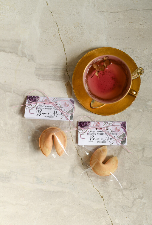  Ciasteczka z wróżbą prezencik dla gości weselnych, ciastka z wrozba i podziekowaniem