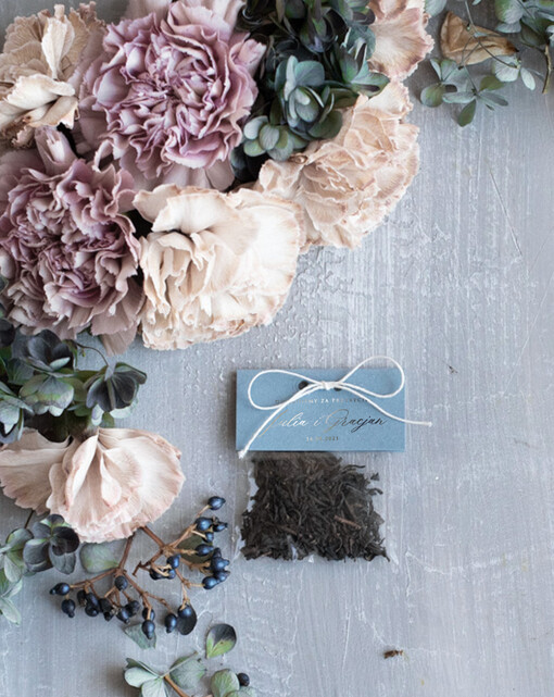  Saszetki prezenciki podziękowania dla gości weselnych  torebeczka z herbatką    