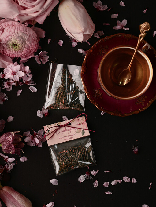  Saszetki unikatowe podziękowania dla gości piękne saszetki z herbatą torebeczka z kawą lub herbatką    