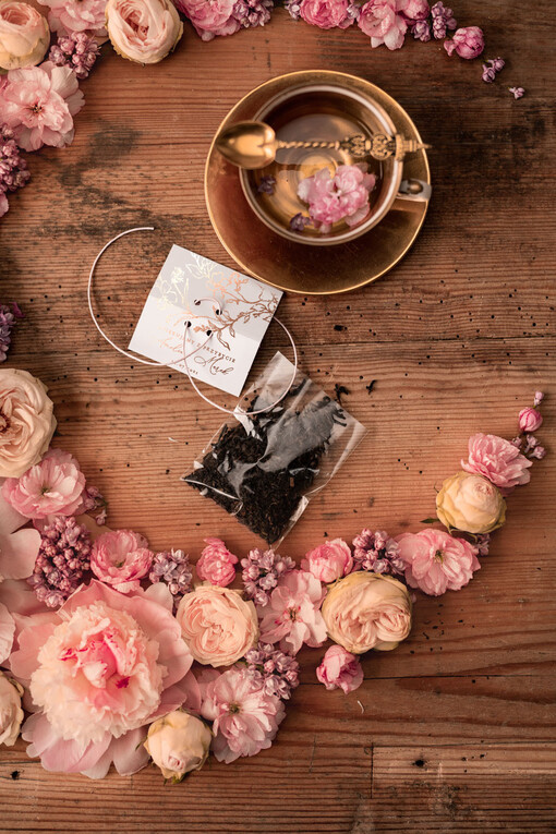  Saszetki personalizowane podziękowania dla gości weselnych zawierające herbatę lub kawę   