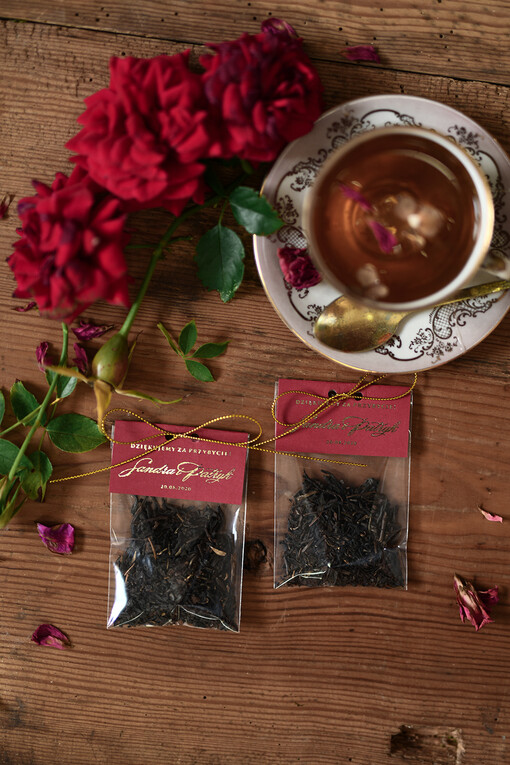  Saszetki podarunki ślubne dla gości weselnych w formie smakowitej herbaty   