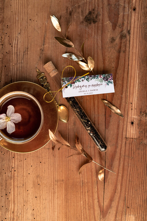  Fiolki pamiątki dla gości weselnych  herbata w fiolce szklanej    