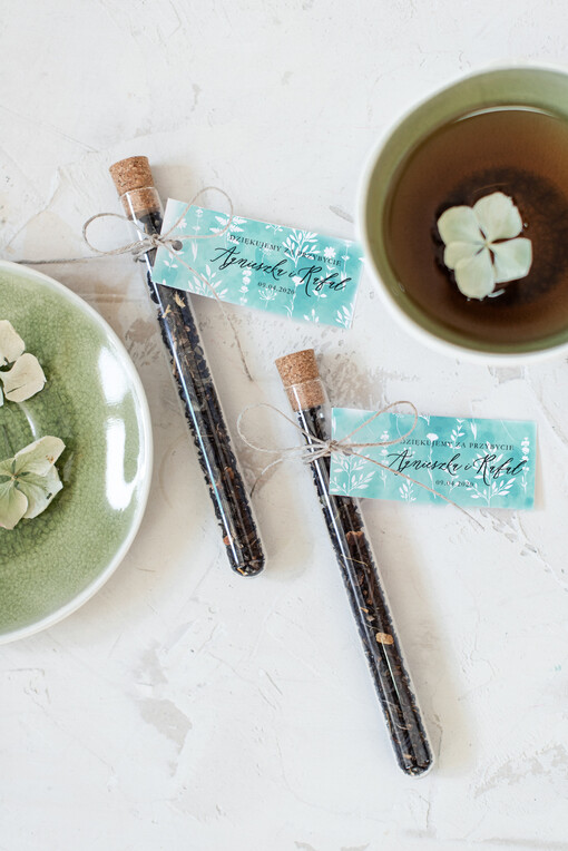  Fiolki podziękowania dla gości po ślubie do wyboru kawa lub herbata   