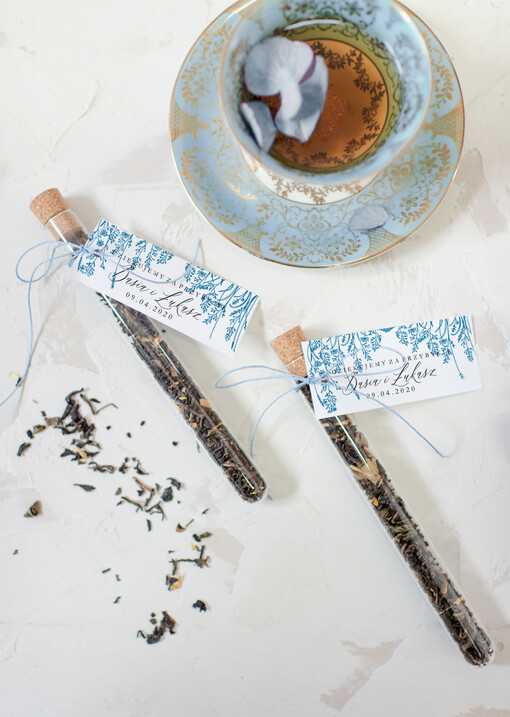  Fiolki podziękowanie za przybycie na uroczystość do wyboru kawa lub herbata   