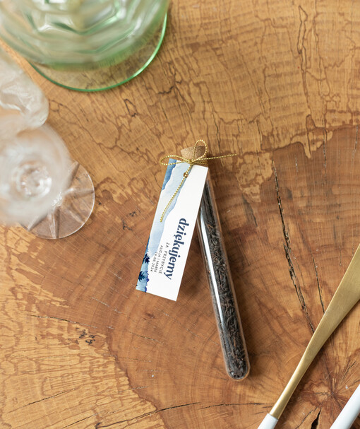  Fiolki podziękowania dla gości po weselu, piękne podziękowania dla gości herbata, szklana fiolka z herbatką