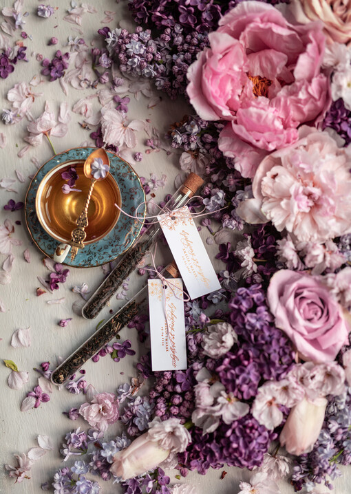  Fiolki upominki podziękowania za przybycie po ślubie zawierające herbatę lub kawę   