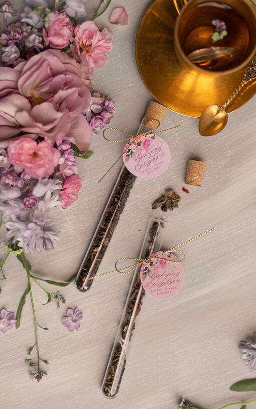  Fiolki prezenciki podziękowania dla gości weselnych  herbata w fiolce szklanej    