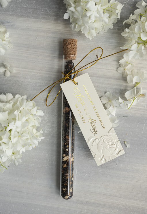  Fiolki eleganckie złote podziękowanie dla gości weselnych, piękne podziękowania dla gości fiolka z herbata, szklana fiolka z herbatką lub kawą 