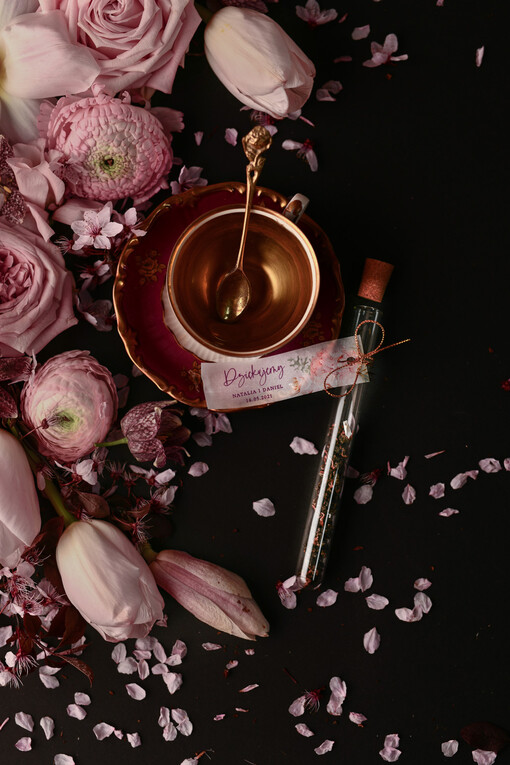  Fiolki oryginalne podziękowania dla gości weselnych pomysłowe saszetki herbata fiolki na herbatkę lub kawę    