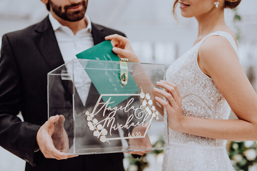  glamour nowoczesne wyjątkowe przezroczyste pudełko na koperty wesele w stylu glamour
