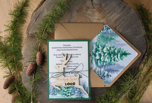  z magnesem lub zawieszką na choinkę biznesowe kartki świąteczne z logo, kartka z ozdobą na choinkę