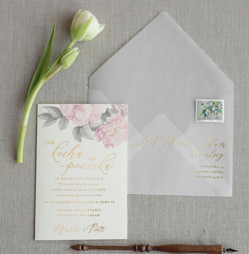  Zmień datę Ślubu informacja z nową datą ślubu dopasowana do zaproszeń 