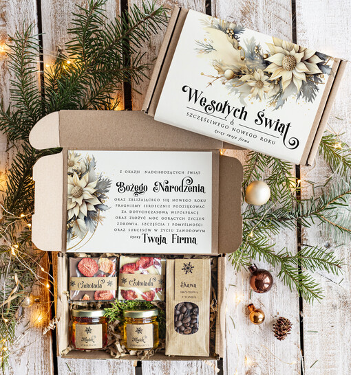  słodkie zestawy  Oryginalne prezenty świąteczne dla klientów biznesowych, drobne prezenty swiateczne od firm z logo, drobne prezenty dla pracowników od firmy, firmowe prezenty