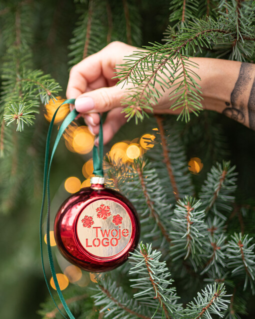  drobne prezenty dla firm Prezent Biznesowy Na Święta z Logo Ekskluzywna Bombka z logo na choinkę z Logo Firmy Czerwona Bombka z Logo