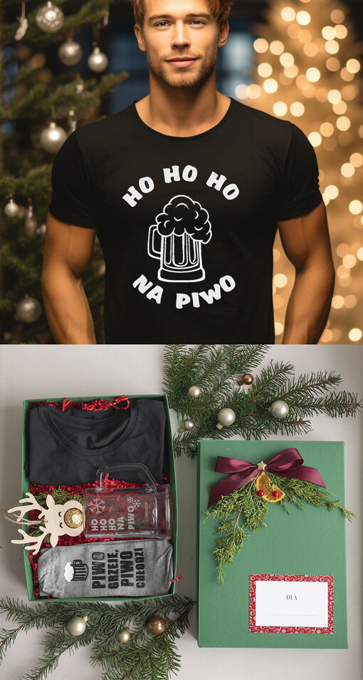  kubki termosy koszulki Kreatywny pomysl na prezent dla niego pod choinkę koszulka Tshirt z napisem świątecznym, prezent na święta dla meżczyzny koszulka i termos, kreatywny prezent dla chłopaka śmieszna koszulka w boxie 