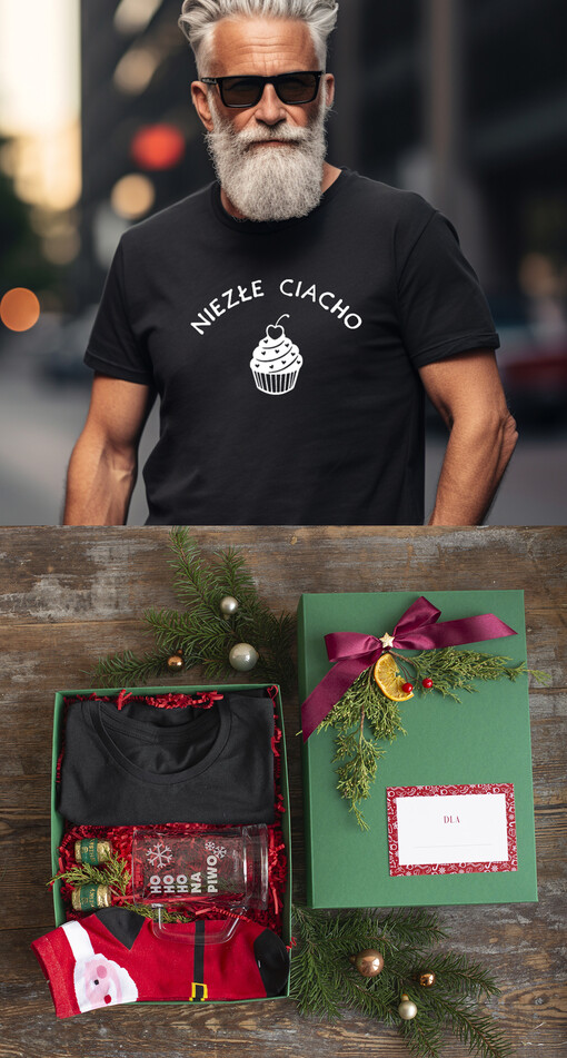  kubki termosy koszulki Kreatywny pomysl na prezent dla niego pod choinkę koszulka Tshirt z napisem świątecznym, prezent na święta dla meżczyzny koszulka i termos, kreatywny prezent dla chłopaka śmieszna koszulka w boxie 