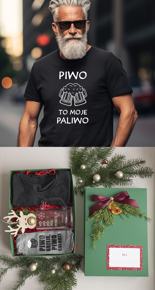  kubki termosy koszulki Kreatywny pomysl na prezent dla niego pod choinkę koszulka Tshirt z napisem świątecznym, prezent na święta dla meżczyzny koszulka i termos, kreatywny prezent dla chłopaka śmieszna koszulka w boxie 