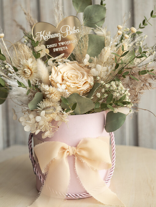  Prezenty dla Babci flowerbox z wieczną różą dla Babci i Dziadka, prezent dla Babci i Dziadka podziękowanie na weselu bukiet kwiatów, kompozycje z suszonych kwiatów