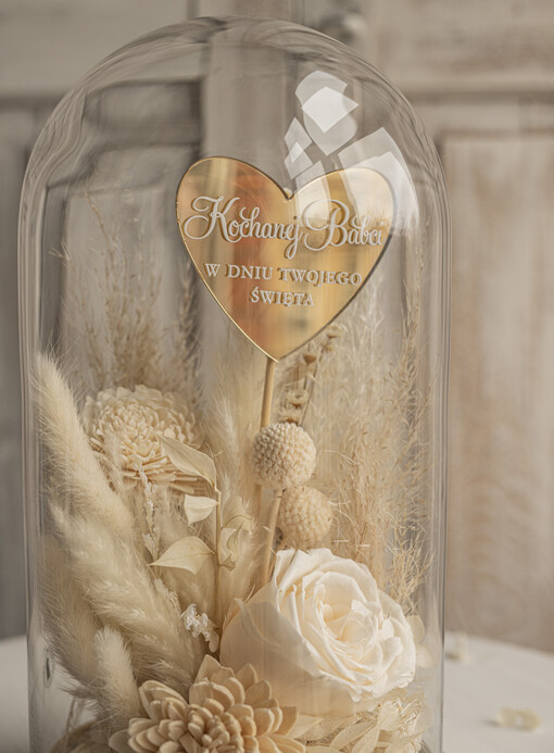  Prezenty dla Babci flowerbox, pomysł na prezent prezent dla babci kwiaty w kopule kompozycja z kwiatów suszonych wieczne roze,  prezent dla babci bukiet z suszonych kwiatów