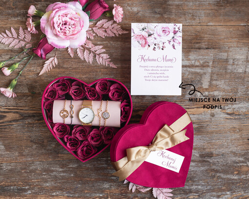  biżuteria, pudełka, szkatułki na biżuterie  Prezent na Dzień Mamy Serce Zegarek i bransoletki love i nieskończoność Upominek Dla Mamy Flowerbox z biżuterią