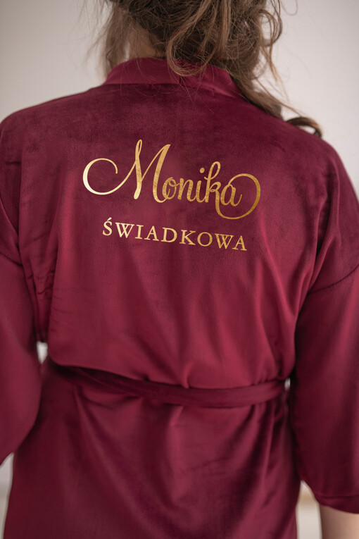  szlafrok dla świadkowej Prezent dla Świadkowej Welurowy Szlafrok  z Dowolnym Napisem Prośba o świadkowanie 