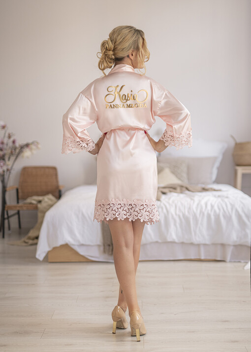  Szlafrok Ślubny dla Panny Młodej satynowy szlafrok koronka z gipiury dla Panny Młodej 