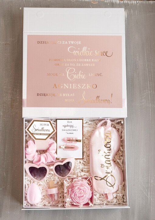  podziękowania dla świadkowej pomysł na prezent dla świadkowej podziękowanie za świadkowanie od młodej pary, box prezentowy dla świadkowej prezent dla druhny