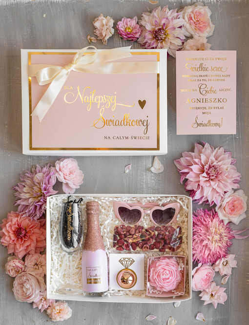  podziękowania dla świadkowej Prezent dla Druhny Podziękowanie dla Świadkowej, pomysły na prezent dla świadkowej podziękowanie za świadkowanie od młodej pary, box prezentowy dla świadkowej