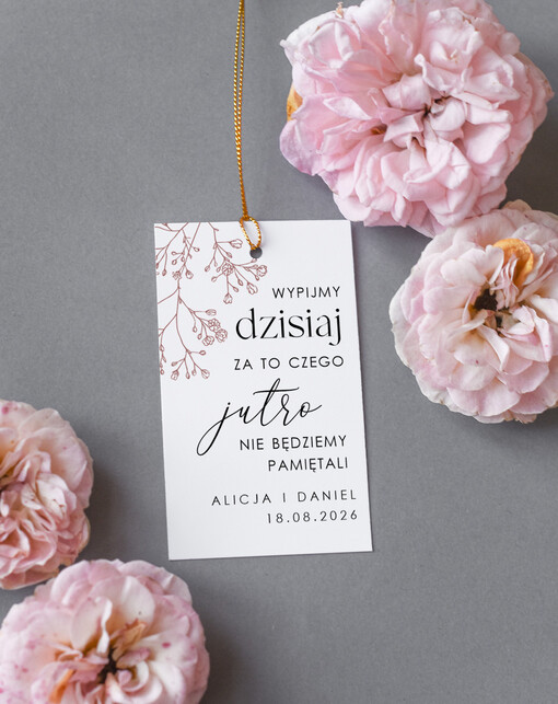  Nowoczesne prosta forma  delikatne i prosne zawieszki na ślubny alkohol, ślubne etykiety na różne trunki, śmieszne wierszyki na zawieszkach na wesele 