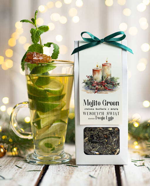  HERBATA KAWA herbata swiateczna prezent, Upominki firmowe na Boże Narodzenie zielona herbata mojito, Herbata świąteczna drobne prezenty na święta dla pracowników, bożonarodzeniowy prezent herbata świateczna