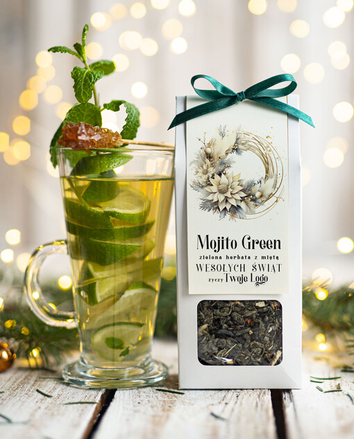  HERBATA KAWA herbata swiateczna prezent, Upominki firmowe na Boże Narodzenie zielona herbata mojito, Herbata świąteczna drobne prezenty na święta dla pracowników, bożonarodzeniowy prezent herbata świateczna