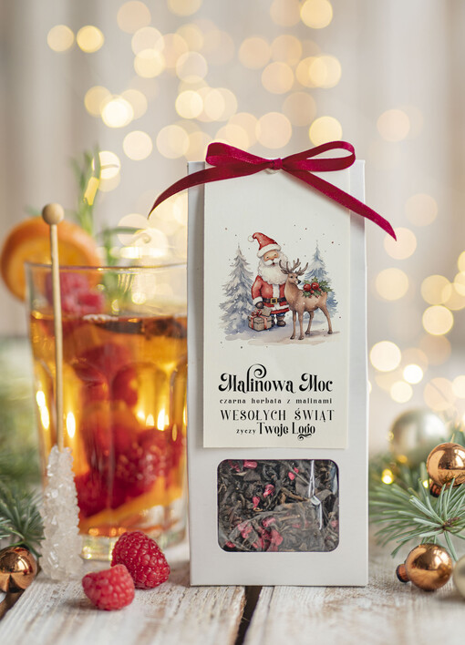  HERBATA KAWA herbata swiateczna prezent, Upominki firmowe na Boże Narodzenie czarna herbata malinowa, Herbata świąteczna drobne prezenty na święta dla pracowników, bożonarodzeniowy prezent herbata świateczna