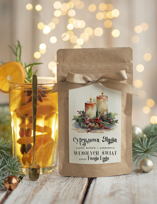  HERBATA KAWA herbata swiateczna prezent, Upominki firmowe na Boże Narodzenie herbata z pomarańczą, Herbata świąteczna drobne prezenty na święta dla pracowników, bożonarodzeniowy prezent herbata świateczna