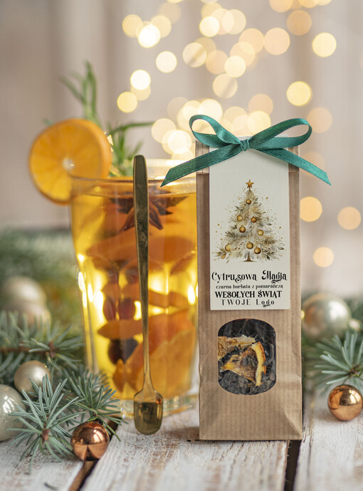  HERBATA KAWA herbata swiateczna prezent, Upominki firmowe na Boże Narodzenie zielona herbata z pomarańczą, Herbata świąteczna drobne prezenty na święta dla pracowników, bożonarodzeniowy prezent herbata świateczna