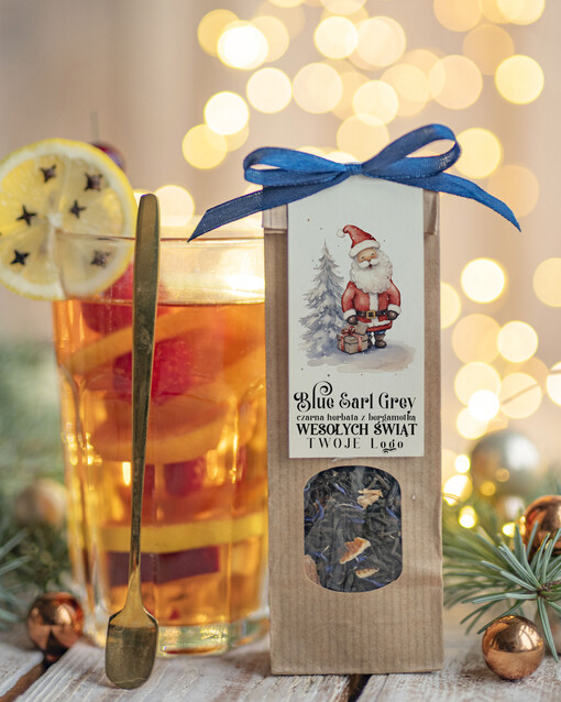  HERBATA KAWA herbata swiateczna prezent, Upominki firmowe na Boże Narodzenie zielona herbata z Earl Grey z blawatkim i bergamotką , Herbata świąteczna drobne prezenty na święta dla pracowników, bożonarodzeniowy prezent herbata świateczna
